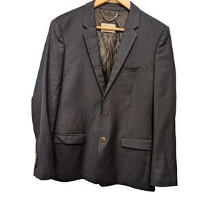 Sandro Paris 100% Wool Single-Breasted Blazer‎ Navy Notch Lined Career Workwear
